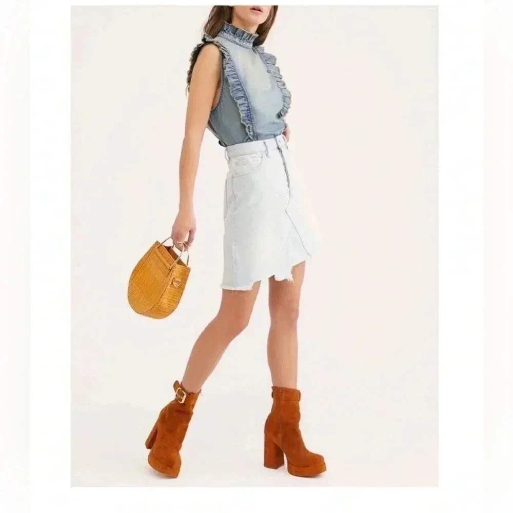 We the Free by Free People Going Rogue Patched Mini Skirt in Tidal Wave 29